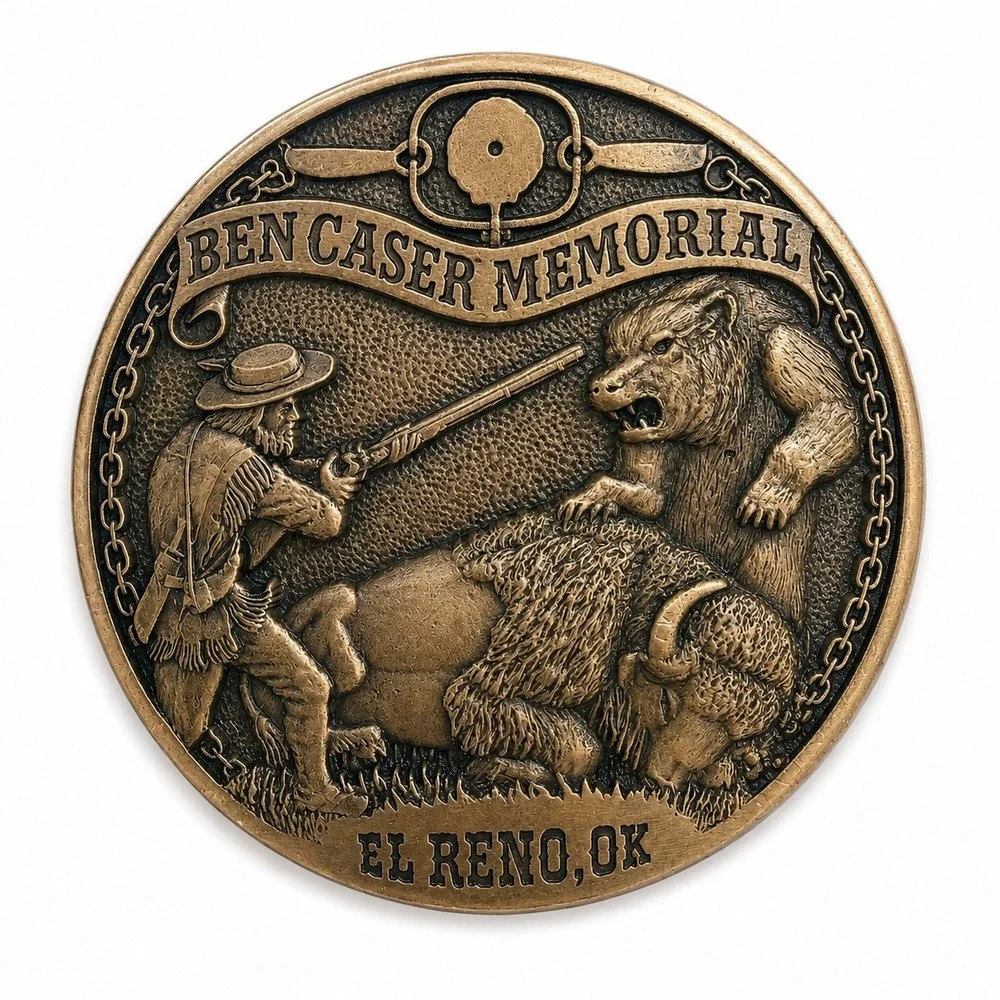 Ben Clark Memorial Rifle Club El Reno Solid Brass Vintage 1994 Belt Buckle